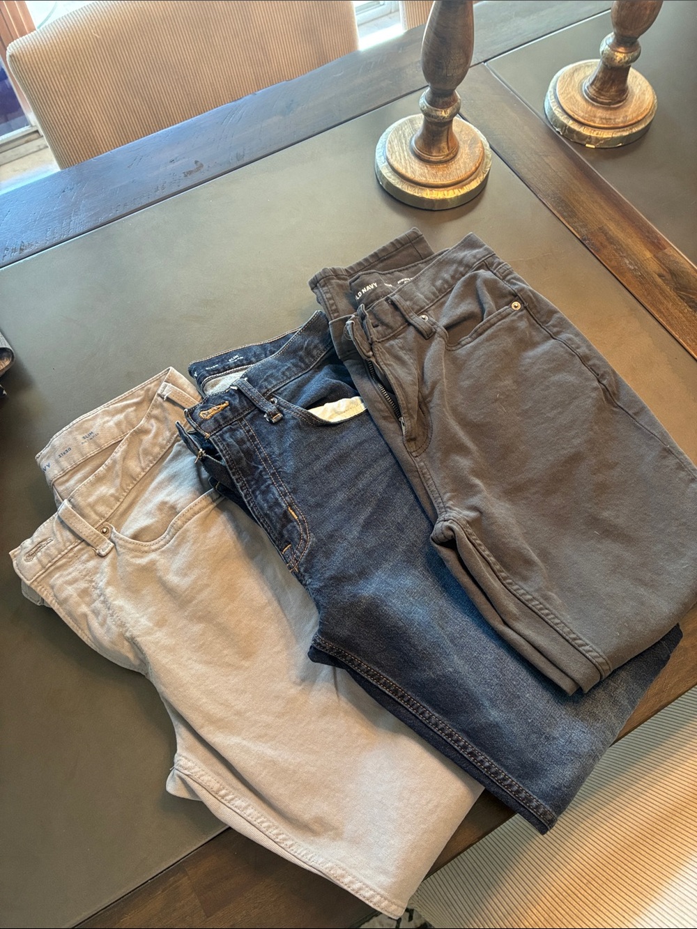 3 pair Men's Jeans Pack - Gray, Blue, Light Gray  31x appx26. Tag says 31x 30